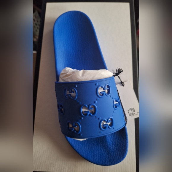 Gucci Pursuit Slide Sandals Blue Sz 10 - Picture 3 of 7